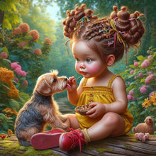 Load image into Gallery viewer, Diamond Painting - Full Round - Garden girl with puppy (30*30CM)
