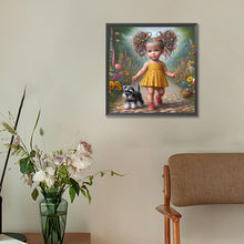 Load image into Gallery viewer, Diamond Painting - Full Round - Garden girl with puppy (30*30CM)
