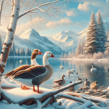 Load image into Gallery viewer, Diamond Painting - Full Round - duck in snow scene (30*30CM)
