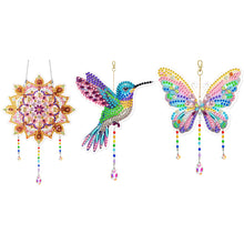 Load image into Gallery viewer, 3Pcs Acrylic Double Sided Flower Animal Hanging Diamond Art Painting Suncatchers
