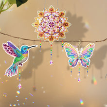Load image into Gallery viewer, 3Pcs Acrylic Double Sided Flower Animal Hanging Diamond Art Painting Suncatchers
