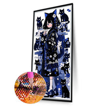 Load image into Gallery viewer, AB Diamond Painting - Full Round - black cat and girl (40*70CM)
