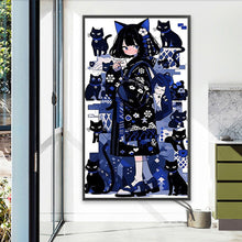 Load image into Gallery viewer, AB Diamond Painting - Full Round - black cat and girl (40*70CM)
