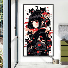 Load image into Gallery viewer, AB Diamond Painting - Full Round - black cat and girl (40*70CM)
