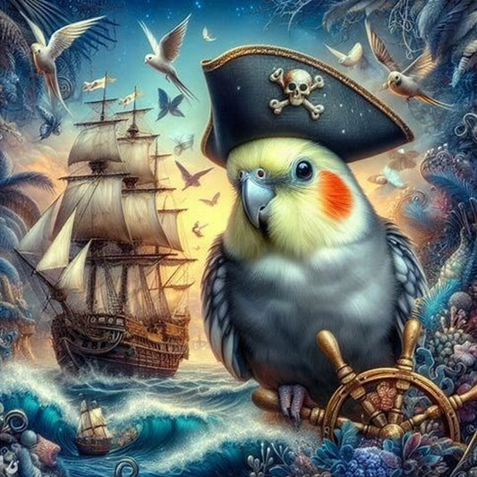 Diamond Painting - Full Round - Pirate parrot and ship (30*30CM)