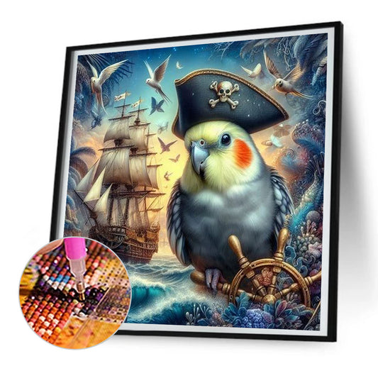 Diamond Painting - Full Round - Pirate parrot and ship (30*30CM)