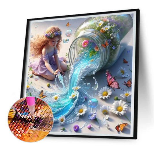 Diamond Painting - Full Round - Flowers and butterflies drift bottle (30*30CM)