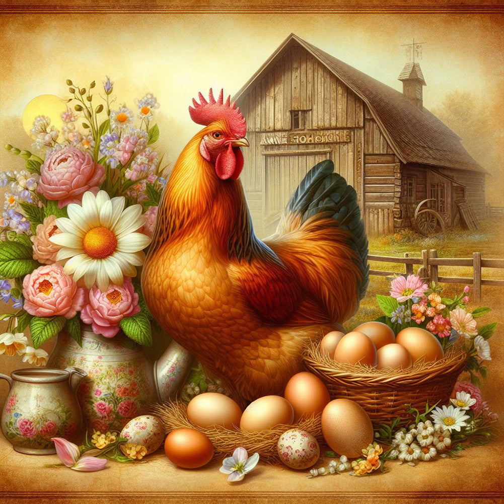 Diamond Painting - Full Round - vintage cock (30*30CM)