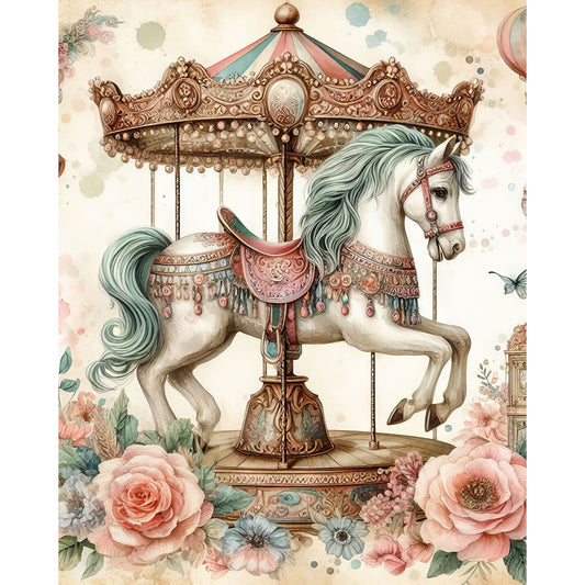 Diamond Painting - Full Round - Retro style carousel (40*50CM)
