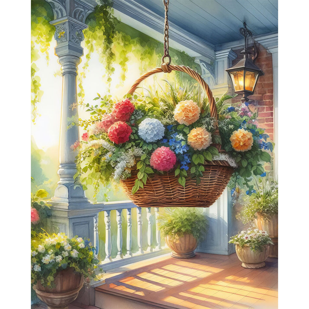 Diamond Painting - Full Round - Retro style flower basket (40*50CM)