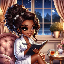 Load image into Gallery viewer, Diamond Painting - Full Round - Black beauty reading a book (30*30CM)
