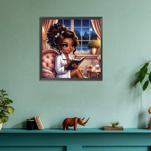Load image into Gallery viewer, Diamond Painting - Full Round - Black beauty reading a book (30*30CM)

