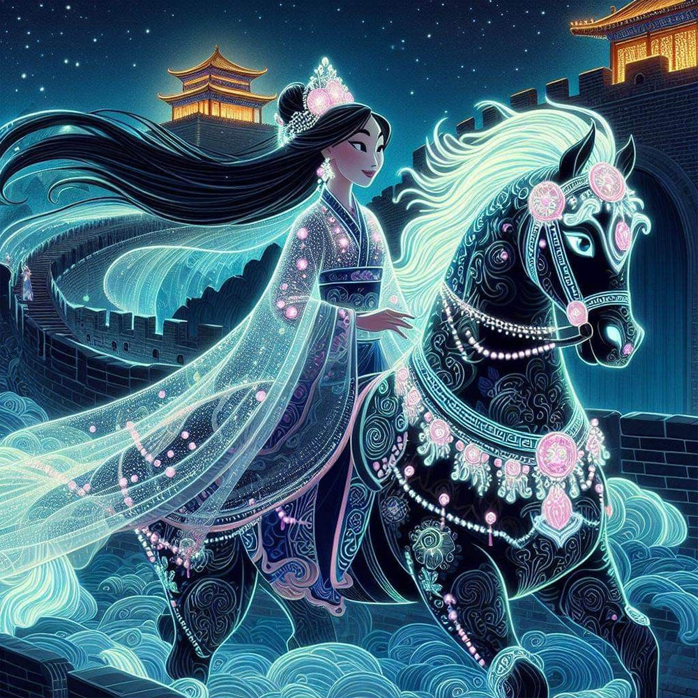 Diamond Painting - Full Round - Glowing Princess Mulan (40*40CM)