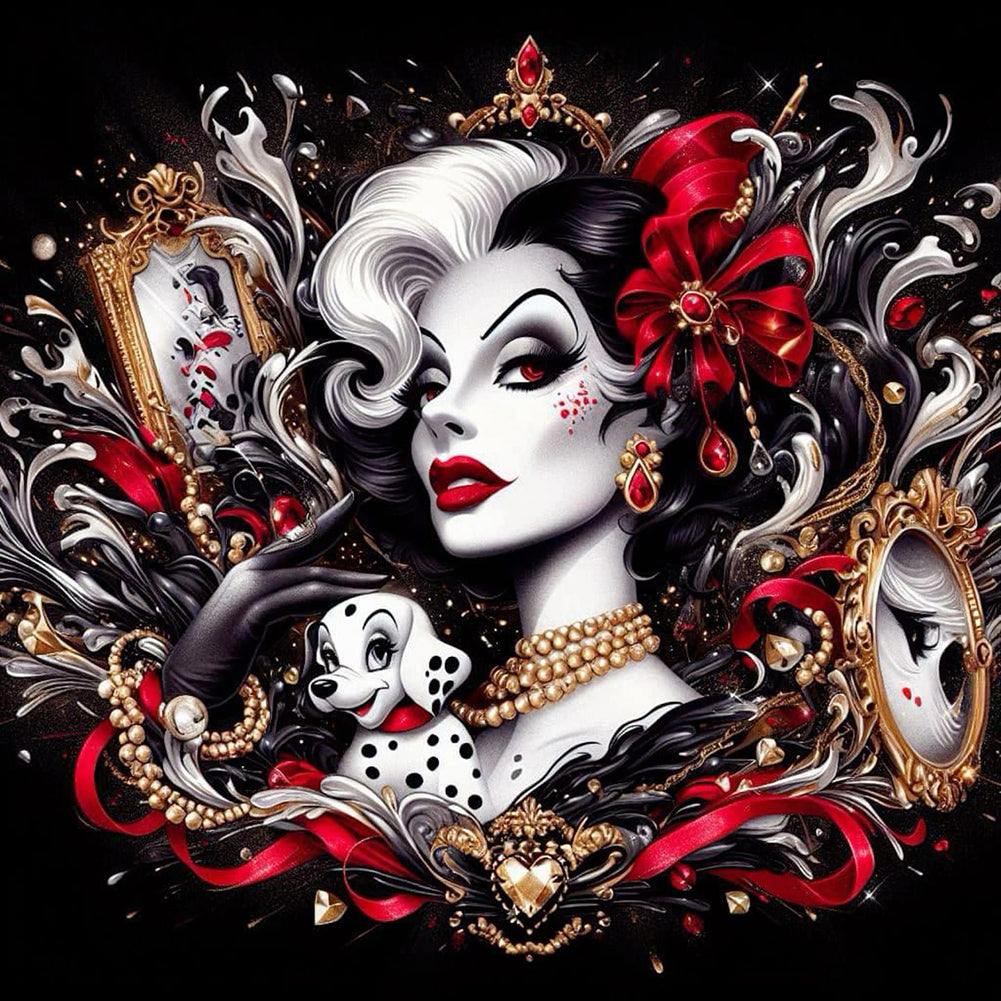 Diamond Painting - Full Round - Villain-Black and White Witch Cruella (40*40CM)
