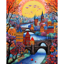 Load image into Gallery viewer, Diamond Painting - Full Round - sunset riverside town (40*50CM)

