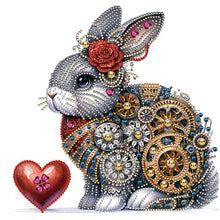Load image into Gallery viewer, Diamond Painting - Partial Special Shaped - Steampunk style mechanical love rabbit (30*30CM)
