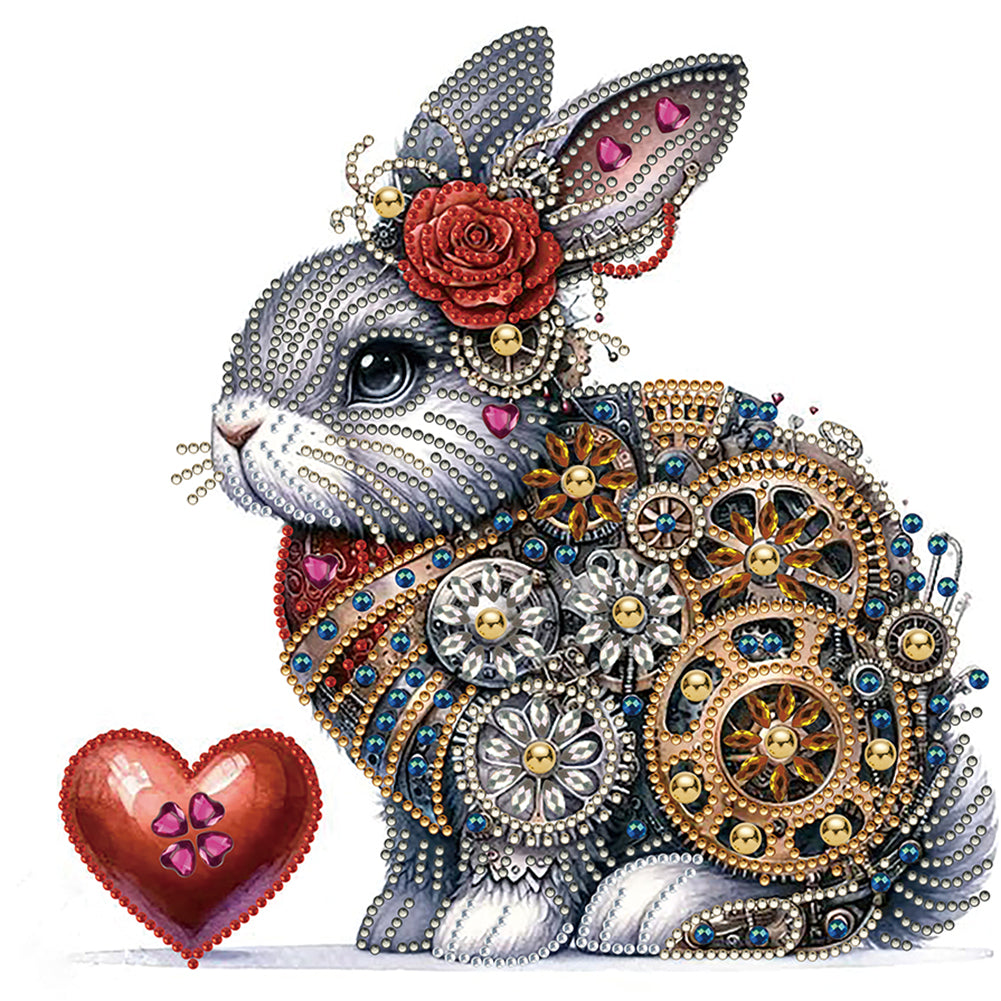 Diamond Painting - Partial Special Shaped - Steampunk style mechanical love rabbit (30*30CM)