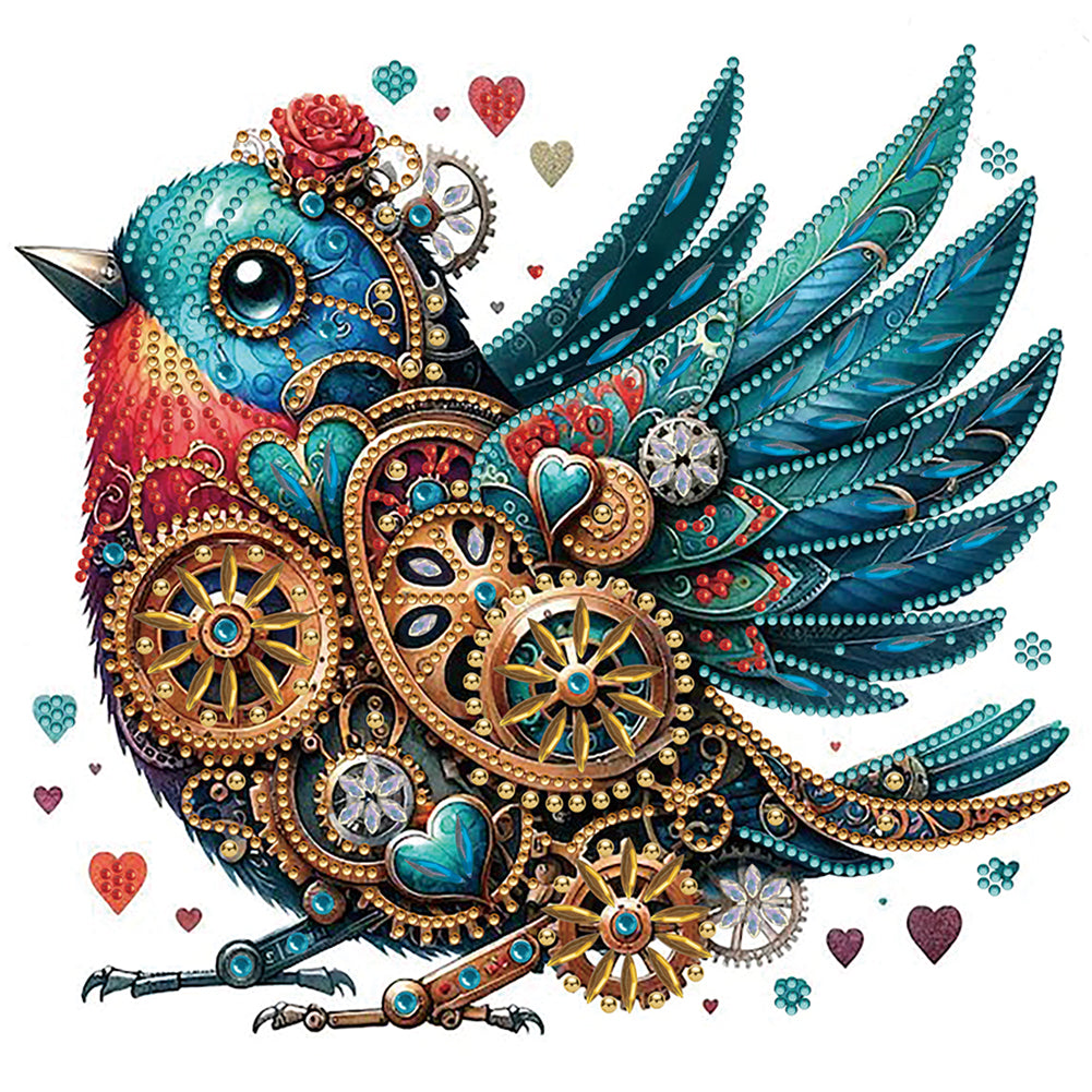 Diamond Painting - Partial Special Shaped - Steampunk style mechanical bluebird (30*30CM)