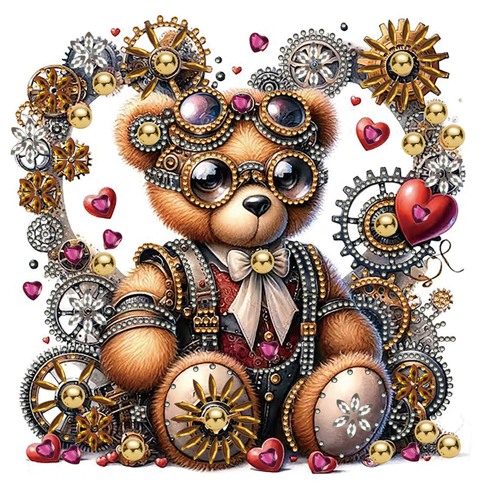 Diamond Painting - Partial Special Shaped - Steampunk mechanical teddy bear (30*30CM)
