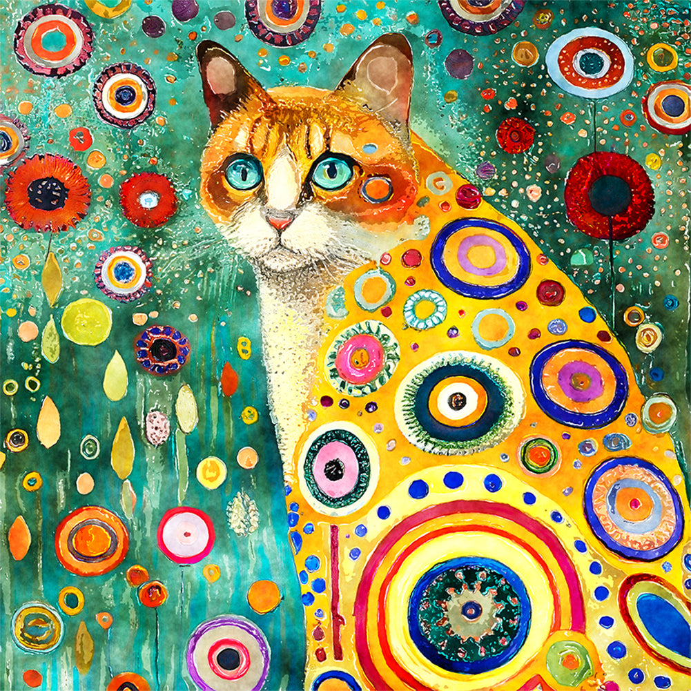 Diamond Painting - Full Round - Tilted cat (30*30CM)
