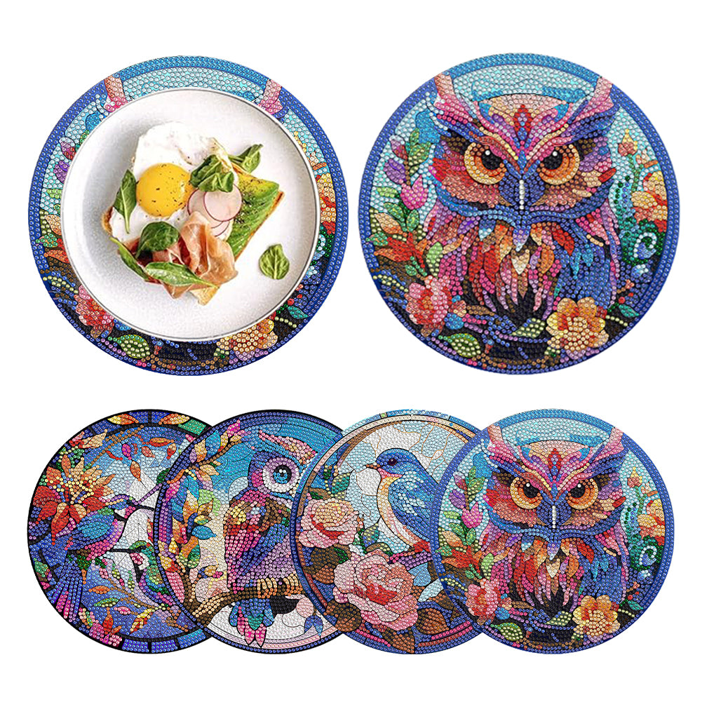 4Pcs Diamond Painting Coasters Flower Animal DIY Art Coaster Art Craft Supplies