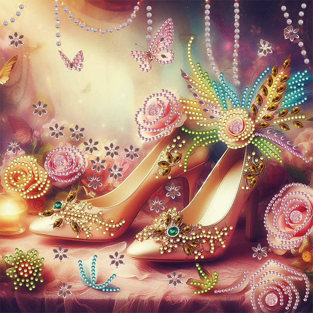 Diamond Painting - Partial Special Shaped - Fantasy Feather High Heels (30*30CM)