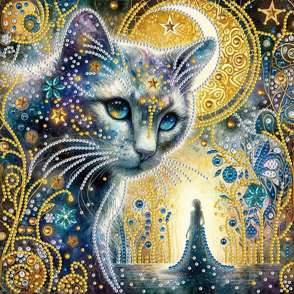 Diamond Painting - Partial Special Shaped - world cat day (30*30CM)