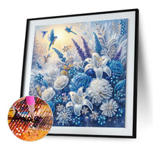 Load image into Gallery viewer, Diamond Painting - Partial Special Shaped - blue and white flower bluebird (30*30CM)
