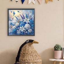 Load image into Gallery viewer, Diamond Painting - Partial Special Shaped - blue and white flower bluebird (30*30CM)
