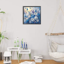 Load image into Gallery viewer, Diamond Painting - Partial Special Shaped - blue and white flower bluebird (30*30CM)
