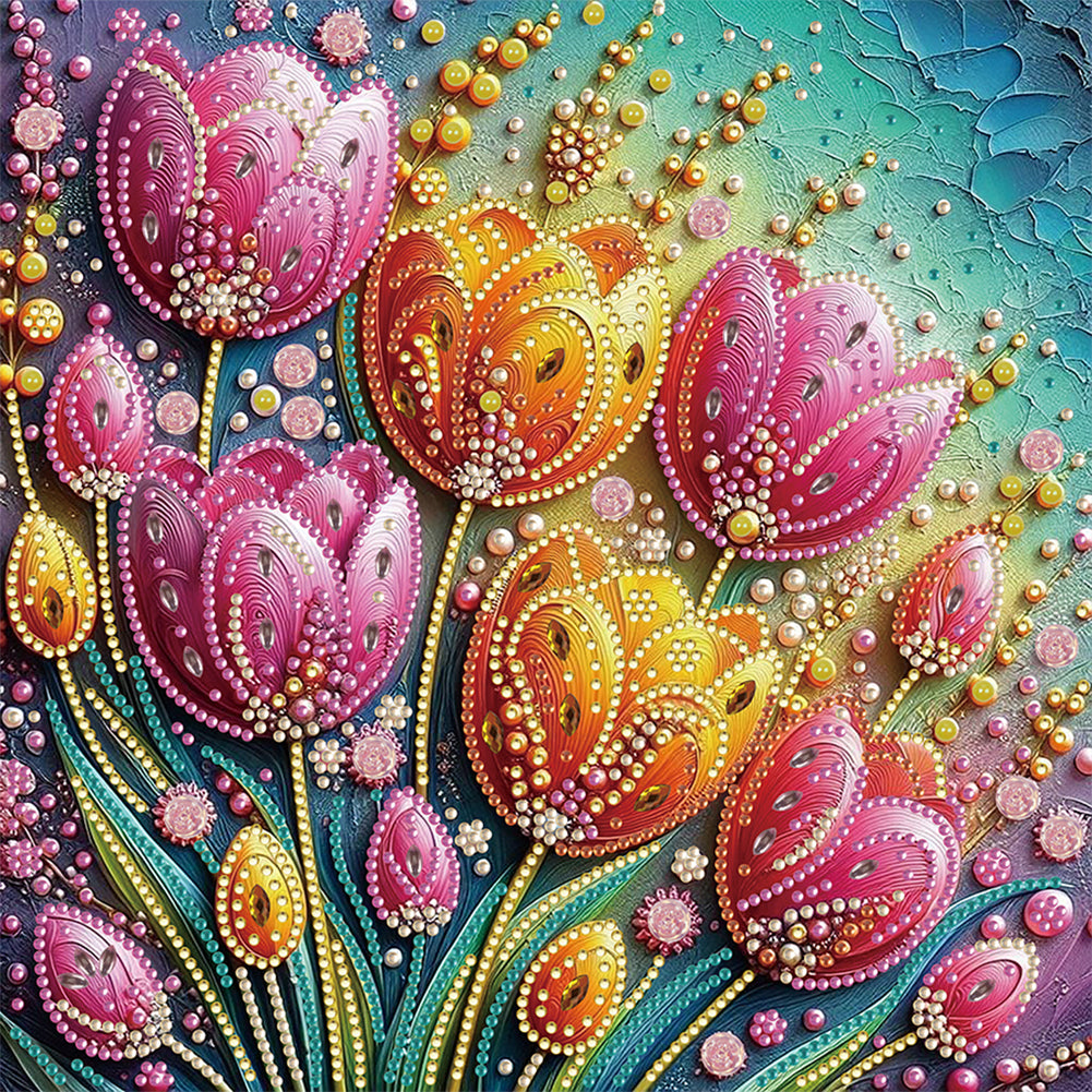 Diamond Painting - Partial Special Shaped - Tulips (30*30CM)
