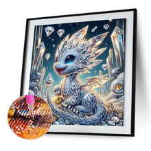 Load image into Gallery viewer, Diamond Painting - Partial Special Shaped - silver crystal dragon (30*30CM)
