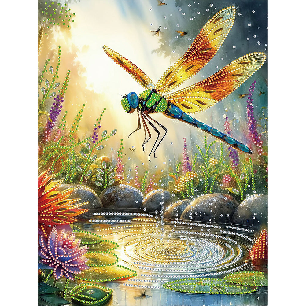 Diamond Painting - Partial Special Shaped - pond dragonfly (30*40CM)