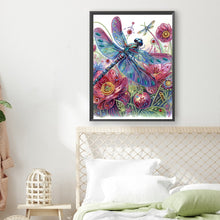 Load image into Gallery viewer, Diamond Painting - Partial Special Shaped - dragonfly on flowers (30*40CM)
