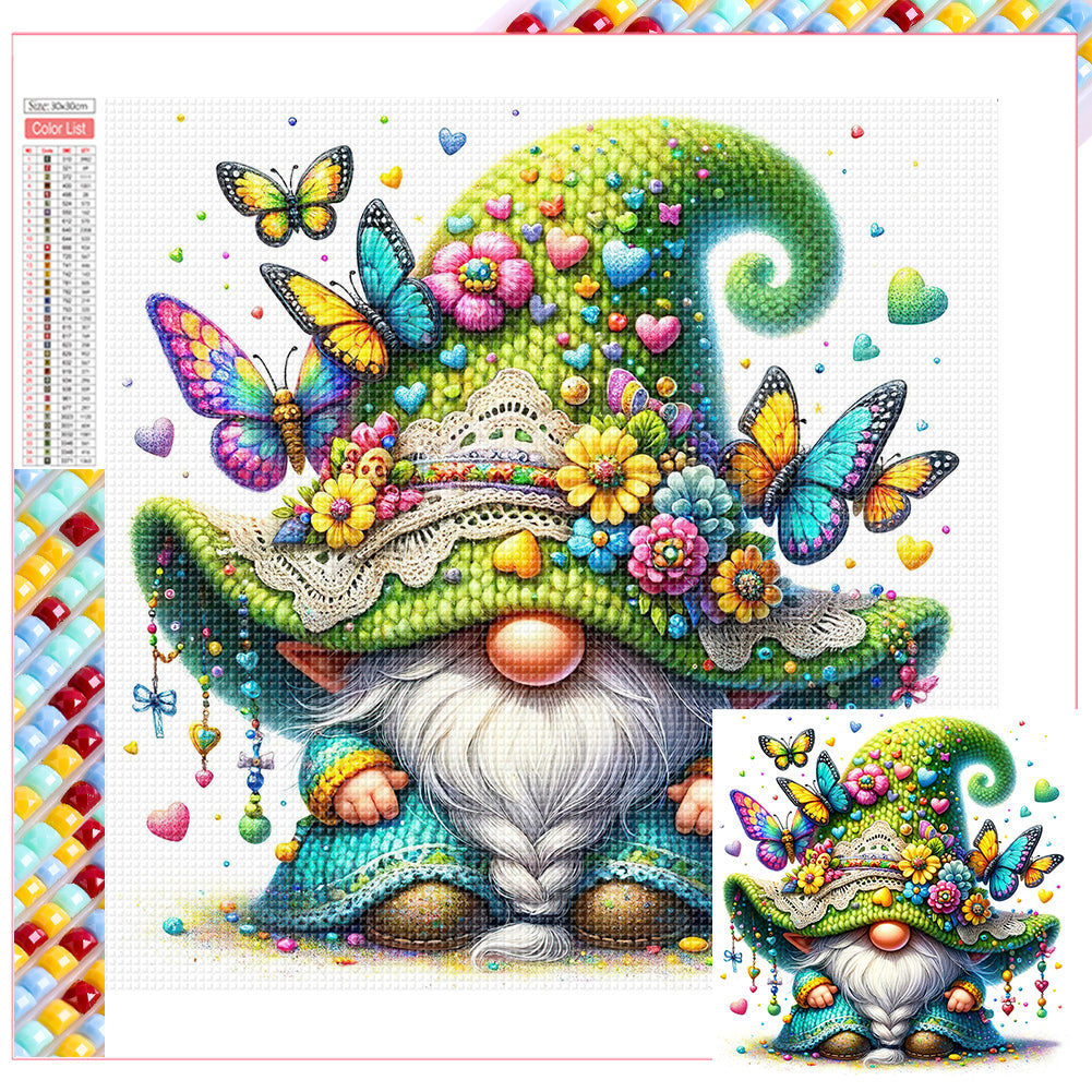Diamond Painting - Full Square - butterfly flower gnome (30*30CM)