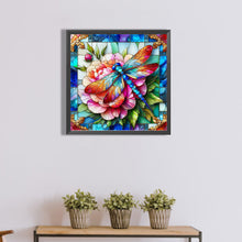 Load image into Gallery viewer, Diamond Painting - Full Round - Glass art dragonfly and peony flowers (40*40CM)
