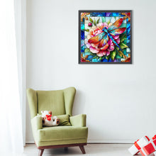 Load image into Gallery viewer, Diamond Painting - Full Round - Glass art dragonfly and peony flowers (40*40CM)
