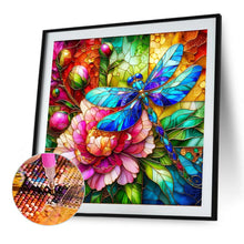 Load image into Gallery viewer, Diamond Painting - Full Round - Glass art dragonfly and peony flowers (40*40CM)
