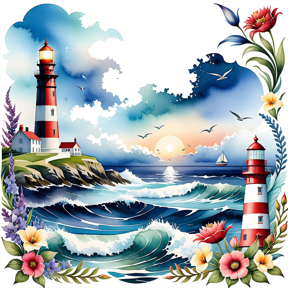 Diamond Painting - Full Round - ocean lighthouse (40*40CM)