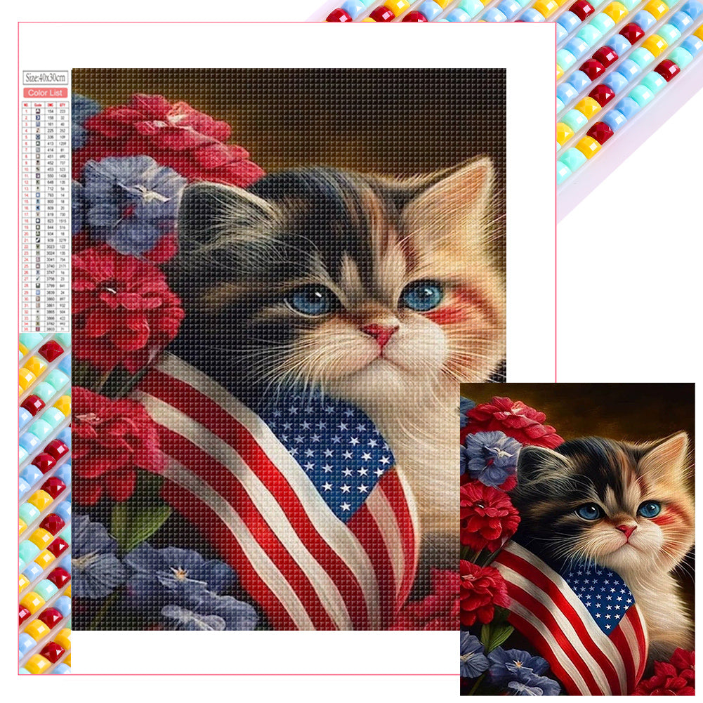 Diamond Painting - Full Square - flag cat cat (30*40CM)