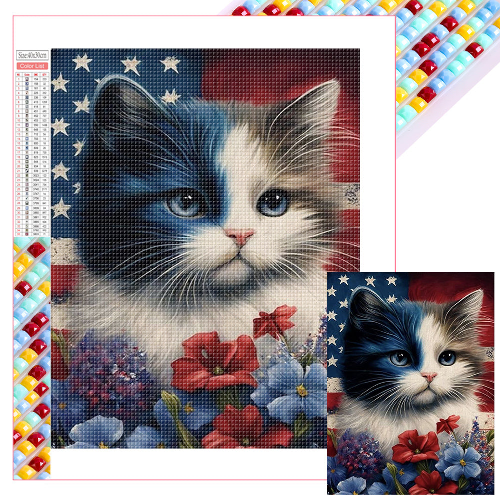 Diamond Painting - Full Square - flag cat cat (30*40CM)
