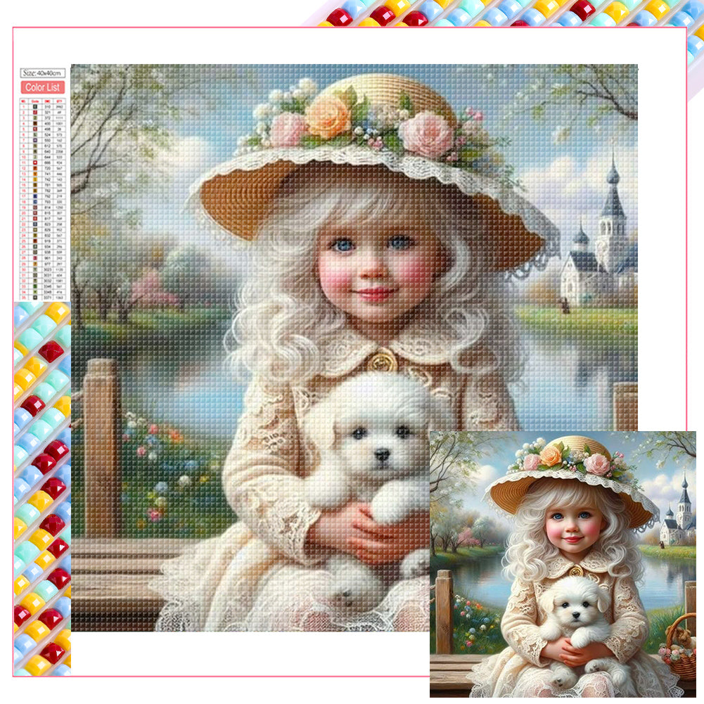 Diamond Painting - Full Square - girl hugging dog (30*30CM)