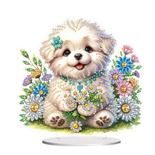 Load image into Gallery viewer, Acrylic White Puppy Table Top Diamond Painting Ornament Kits Bedroom Desk Decor
