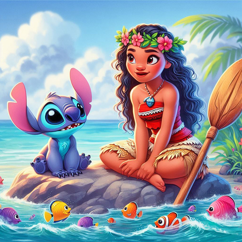 Diamond Painting - Full Round - Stitch and Princess Moana (40*40CM)