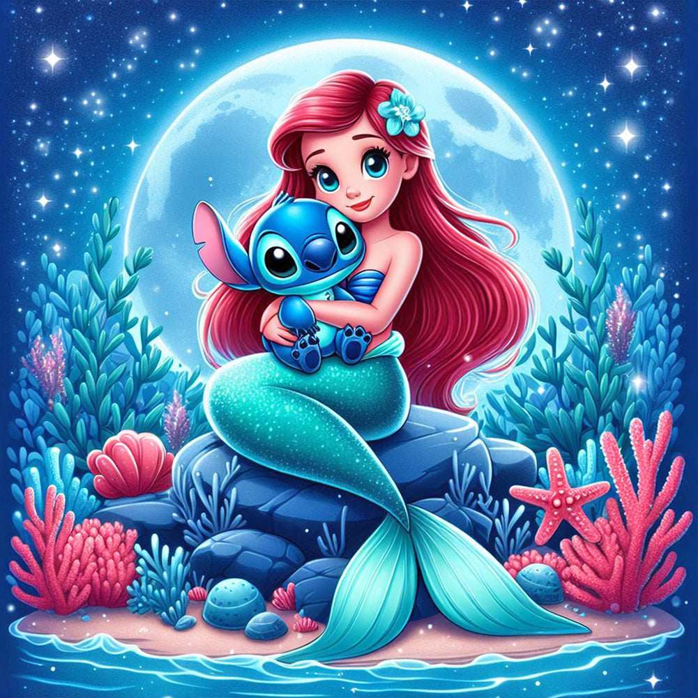 Diamond Painting - Full Round - Stitch and Princess Ariel (40*40CM)