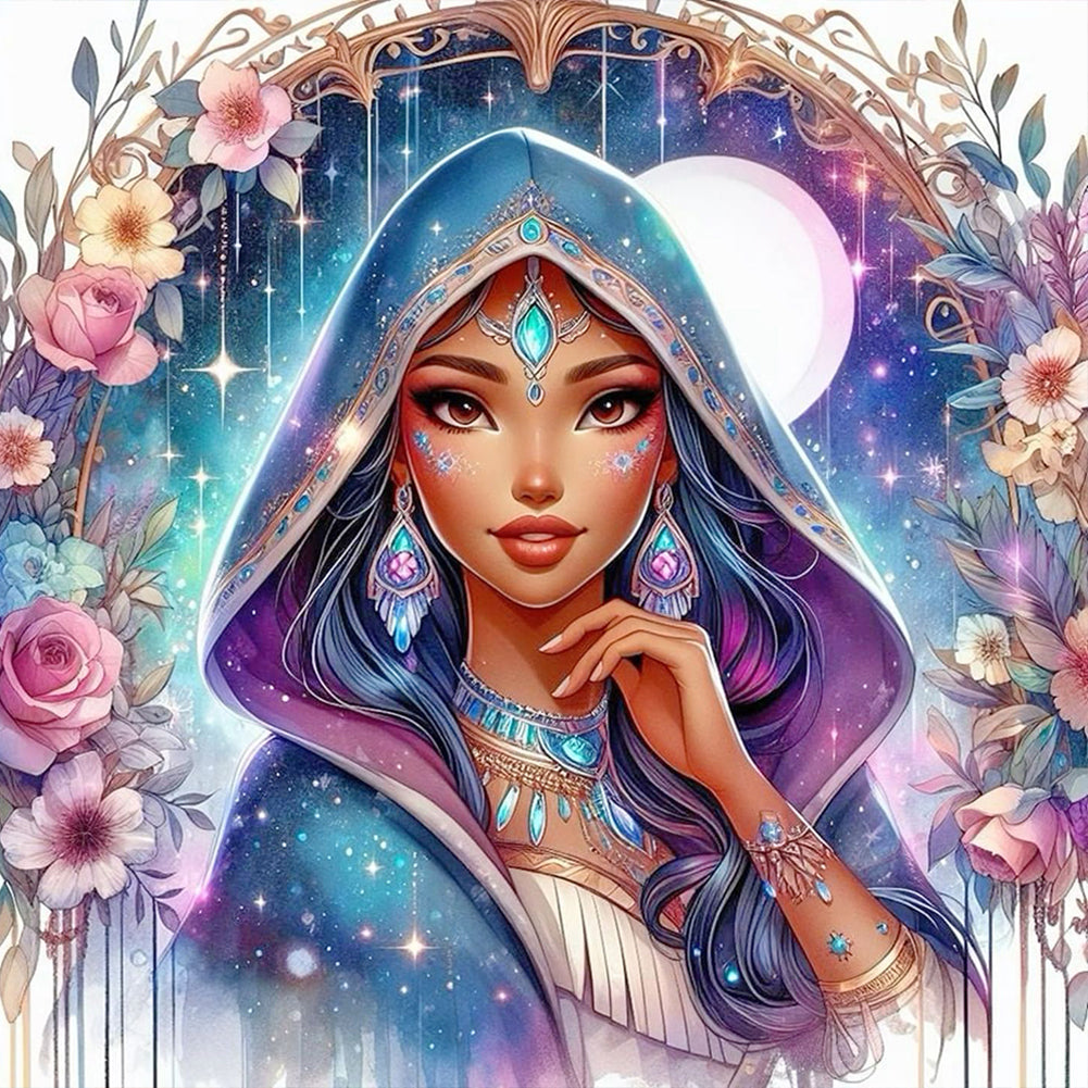 Diamond Painting - Full Round - Princess Pocahontas with headscarf (40*40CM)