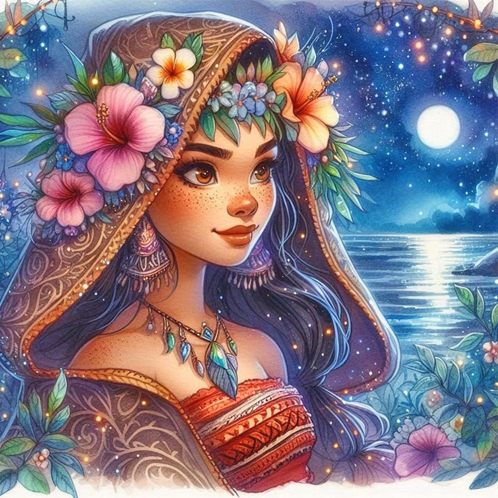 Diamond Painting - Full Round - hijab princess moana (40*40CM)