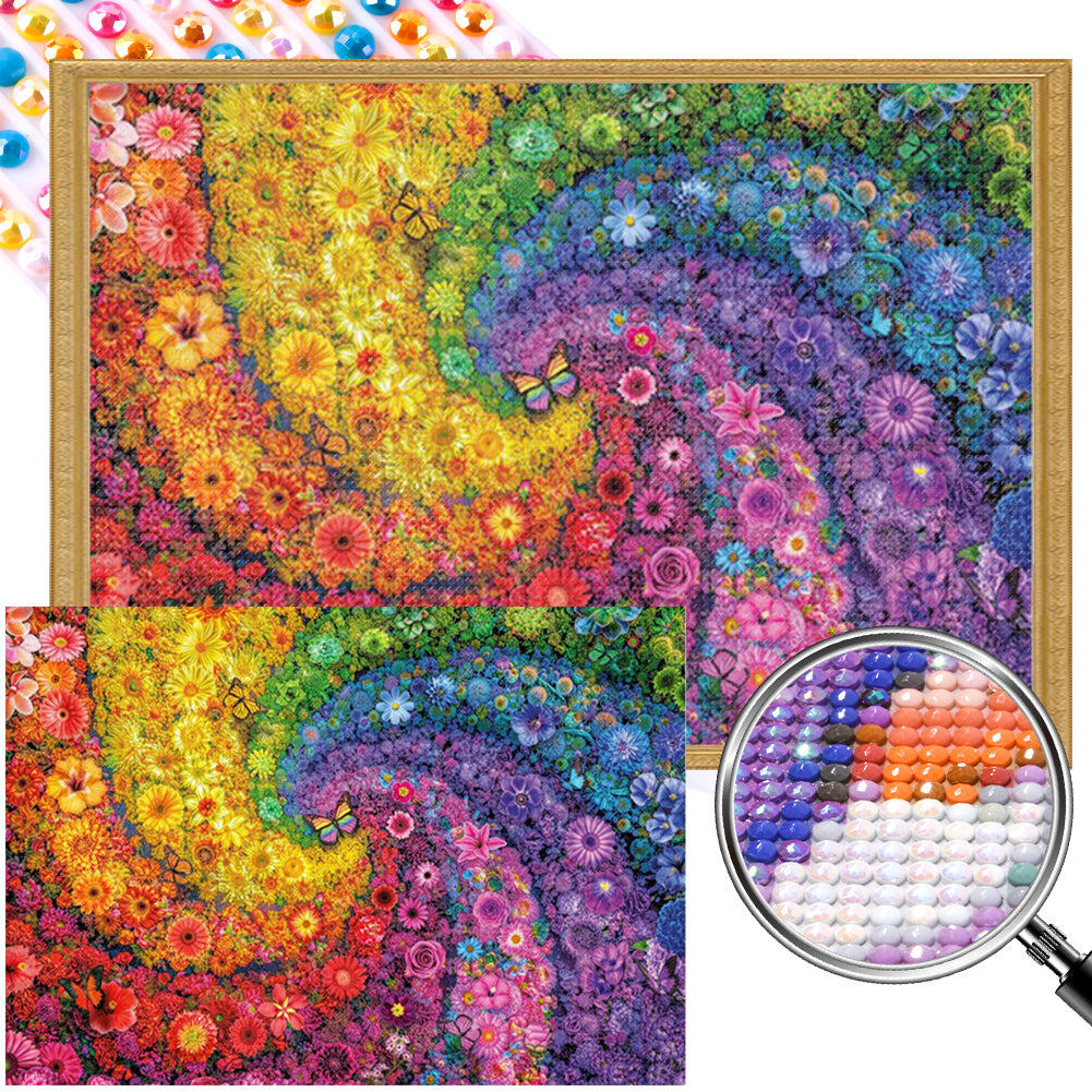 AB Diamond Painting - Full Round - Flower swirl (65*45CM)