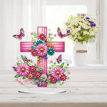 Load image into Gallery viewer, PVC Round Special Shaped Flower Cross DIY Diamond Painting Desktop Decorations
