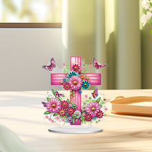 Load image into Gallery viewer, PVC Round Special Shaped Flower Cross DIY Diamond Painting Desktop Decorations
